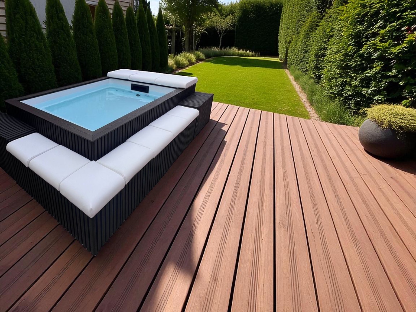 Whirlpool Mirage auf Holzterrasse