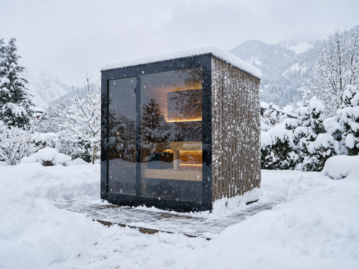 Sauna Panorama One im Schnee