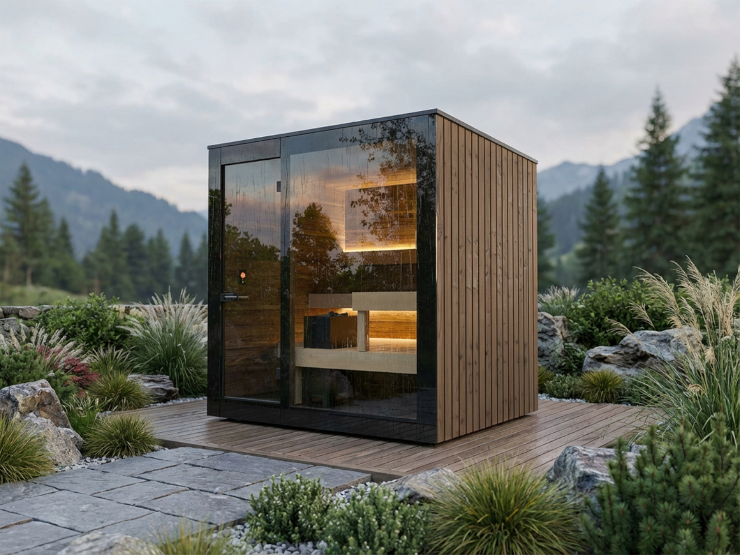 Sauna Panorama One Seitenansicht Thermoholz